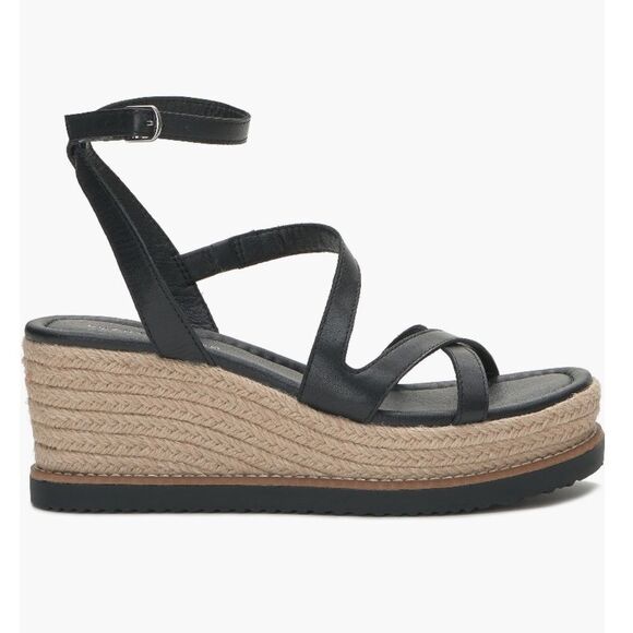 NWT LUCKY BRAND BLACK CAROLIE ESPADRILLE WEDGE STRAPPY SANDAL WOMENS NEW IN BOX - Picture 3 of 10